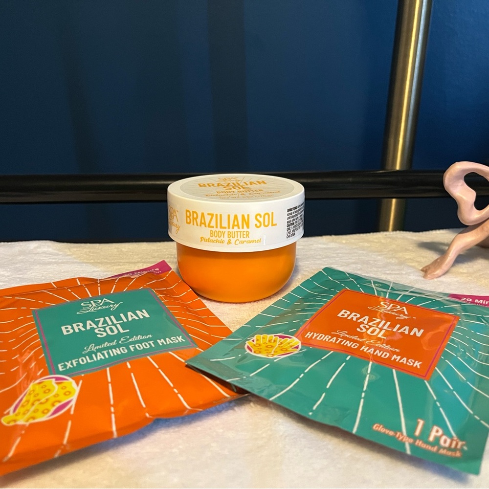 Brazilian Sol Orange Body Butter with Hydrating Hand & Exfoliating Foot Masks